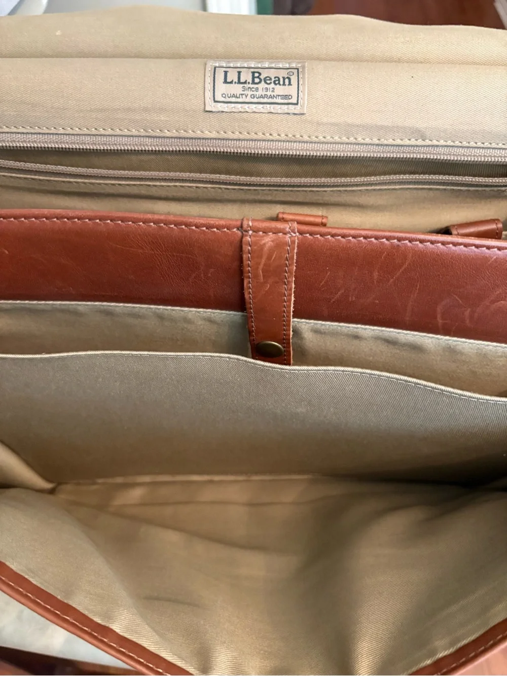 L.L. BEAN Leather Messenger Satchel Bag in Brown -